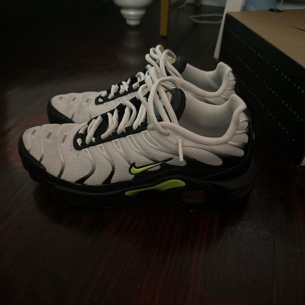 Nike Air Max Plus White and Black with Green Accents